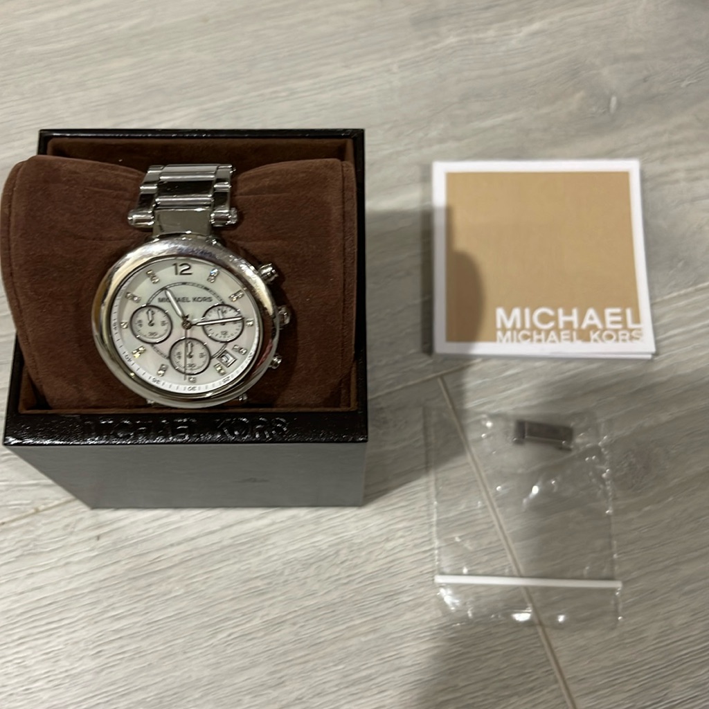 Michael Kors Silver Watch With Crystal Numbers